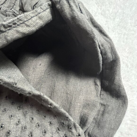 Cynthia Ashby Womens Polka Dot Linen Cropped Wrap Pants Small Gray Pockets New - Picture 8 of 11